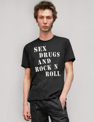 'S'x D'ugs and Rock n Roll' T-Shirt in Black