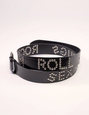 'S'x D'ugs and Rock n Roll' Studded Leather Thin Belt