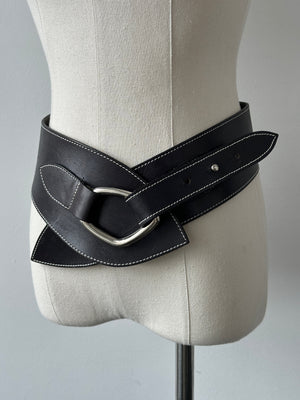 British Vintage 1990s Leather Chunky Belt - W28-30