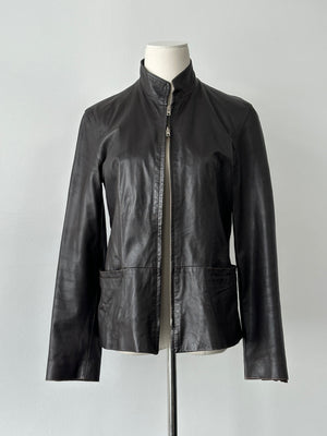 Vintage 1990s Double Zip Leather Jacket - S-M