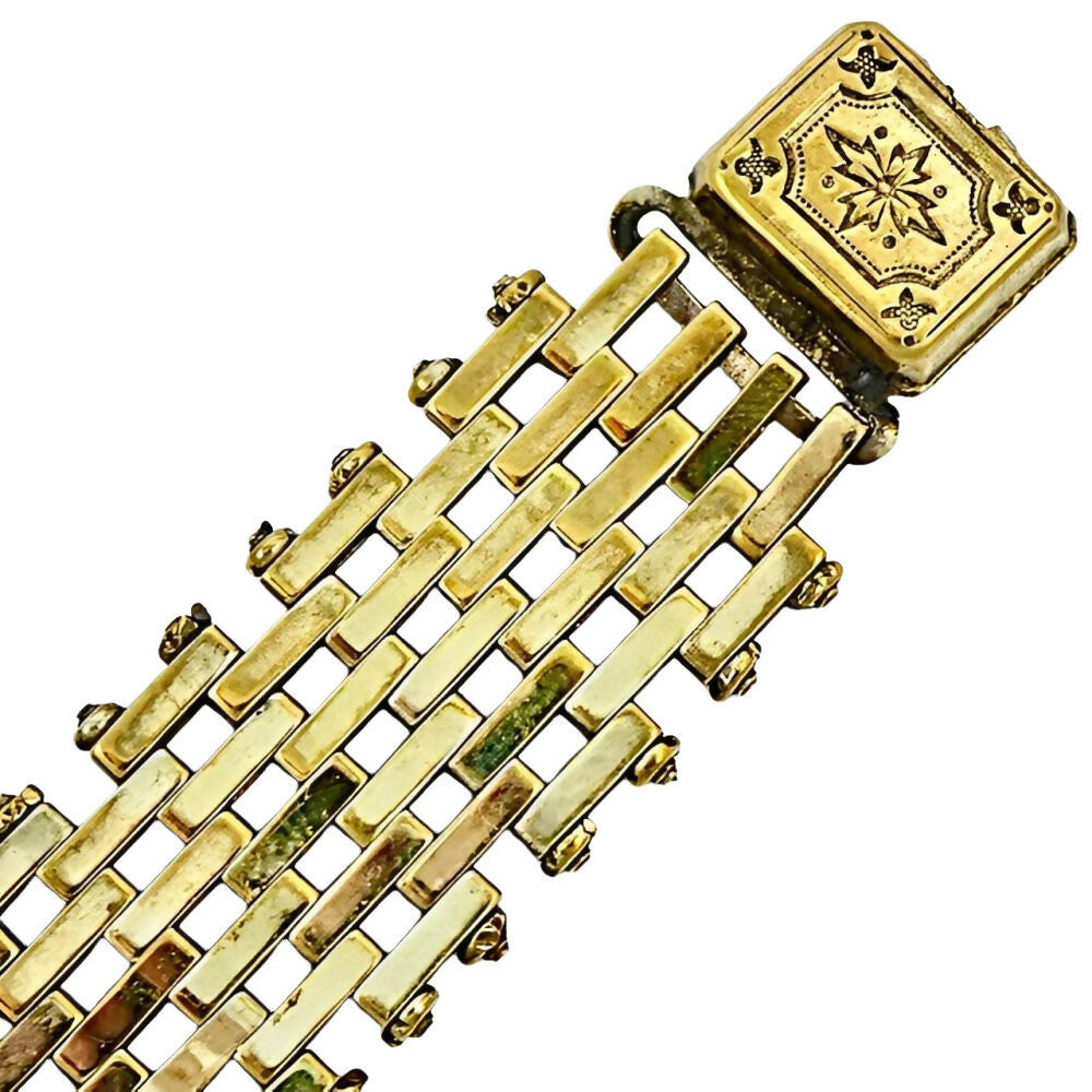 Jakob-Bengel-Art-Deco-Gold-Tone-Brickwork-Link-Bracelet-circa-1930s-2z