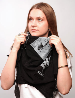 The Riot Patched Scarf in Plain Black