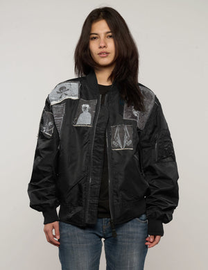 MA-1 Light Weight Patched Bomber Jacket in Black