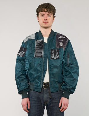 MA-1 Light Weight Patched Bomber Jacket in Navy