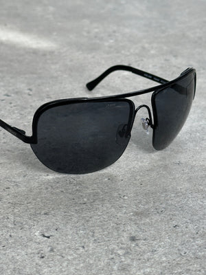 Versace 2000s Shield Aviator Logo Sunglasses
