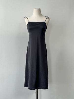 Vintage 1990s Square Neck Satin Midi Slip Dress - S