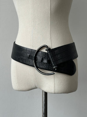 Vintage 1990s Leather D Ring Chunky Belt - W33-37
