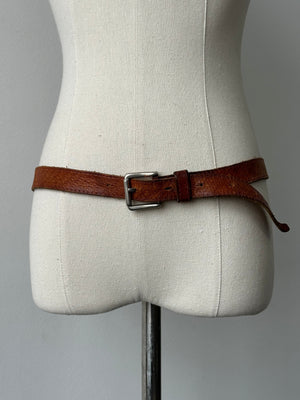 French Vintage 1990s Slim Leather Belt - W29-35