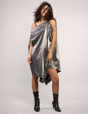 The Pirate Dress – Gunmetal Taffeta