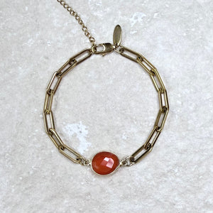 Lerici Sunset Paperclip Bracelet | Handmade Carnelian | Gold Vermeil Jewellery | Clarke Palmer