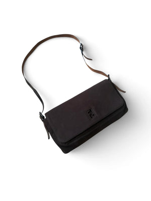 Vintage Fendi Brown Cashmere Baguette Crossbody Bag