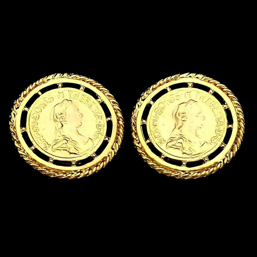 gold-plated-coin-design-clip-on-earrings - 5z