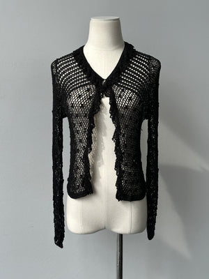 Vintage 2000s Open Knit Beaded Cardigan - XS-S