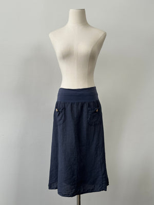 Vintage 1990s Pure Linen Midi Skirt - W30