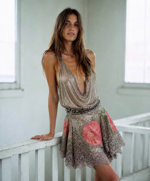 Troy, 30s Assuit reworked Assuit top and Edwardian metallic lace skirt