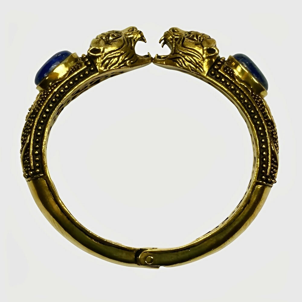 brass-and-black-enamel-ornate-tigers-heads-bangle-with-lapis-lazuli-5p