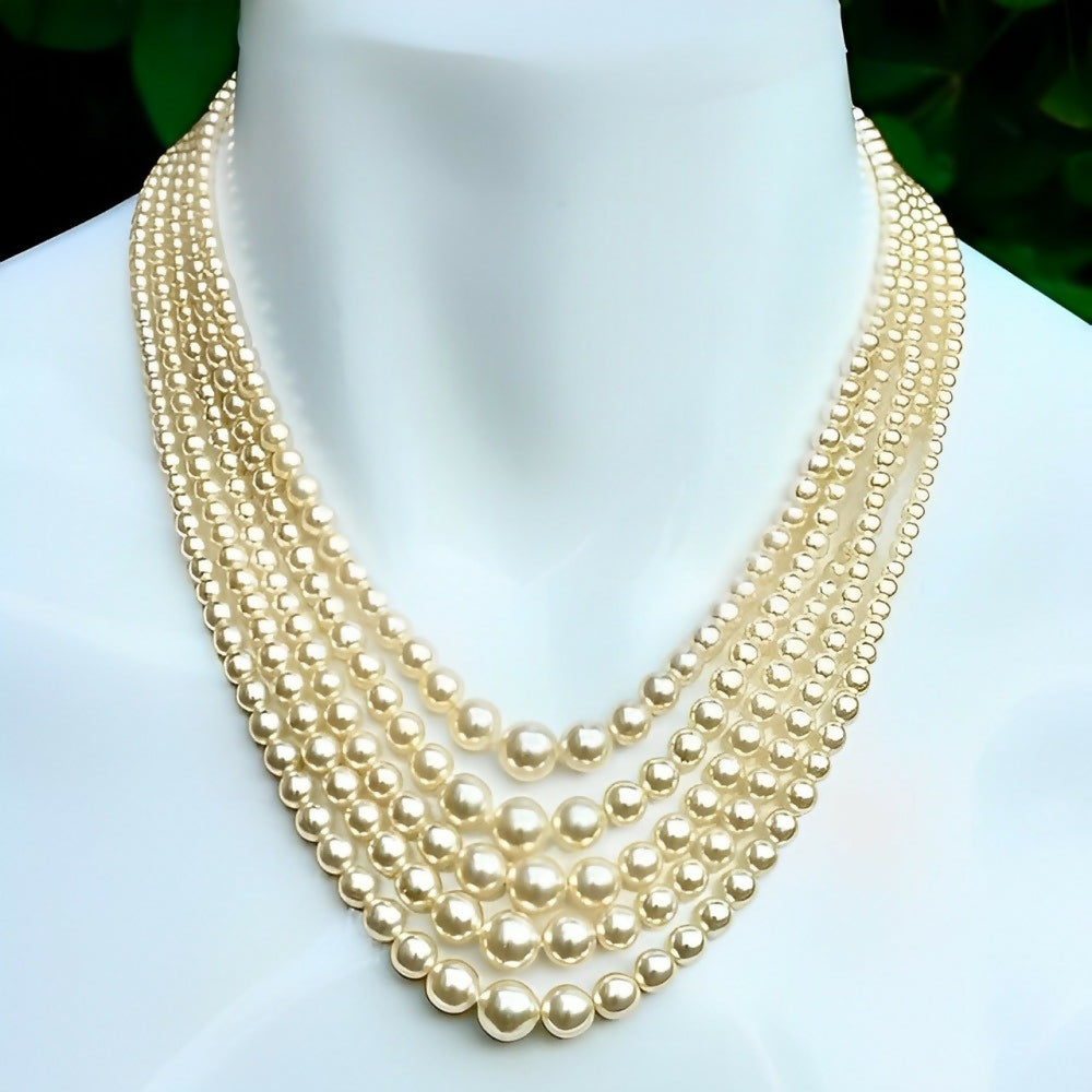 cream-faux-pearl-five-strand-necklace-with-rhinestone-clasp-circa-1950s-3zo