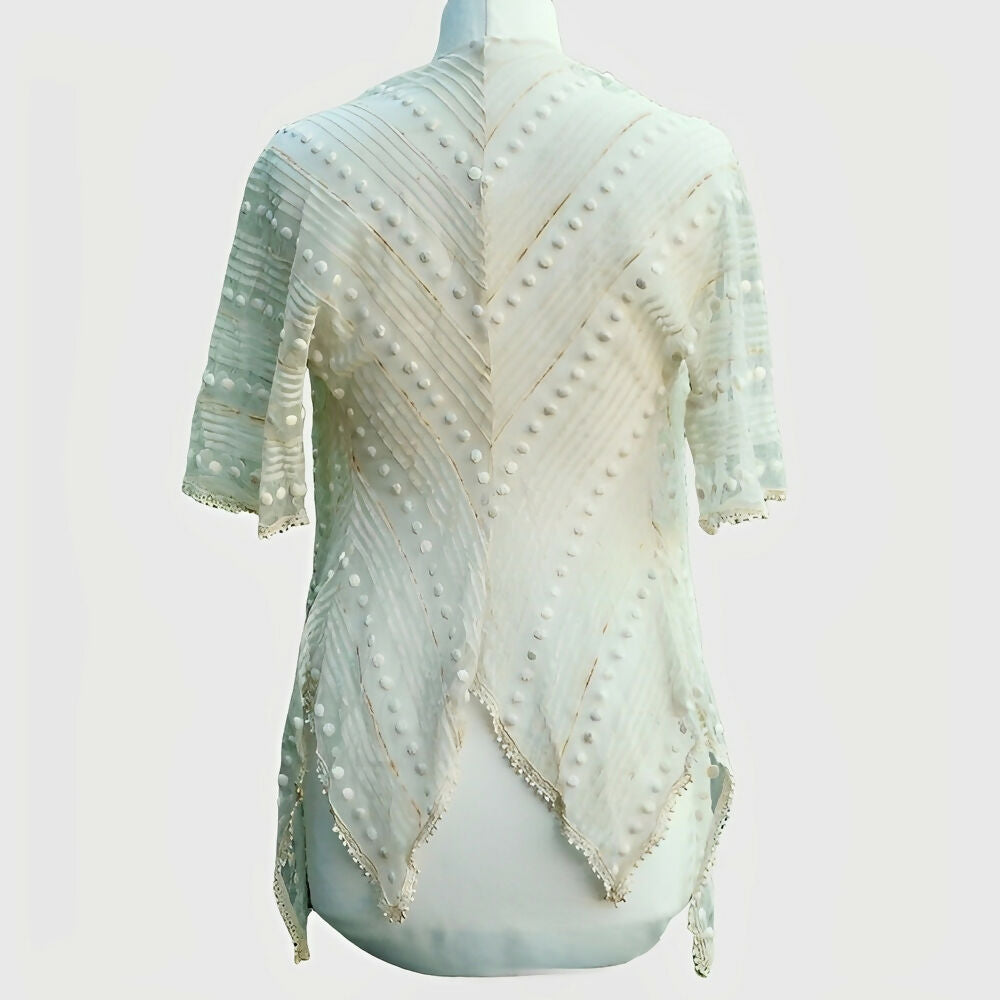 antique-cream-net-lace-jacket-with-pleated-and-fabric-circle-design-3p