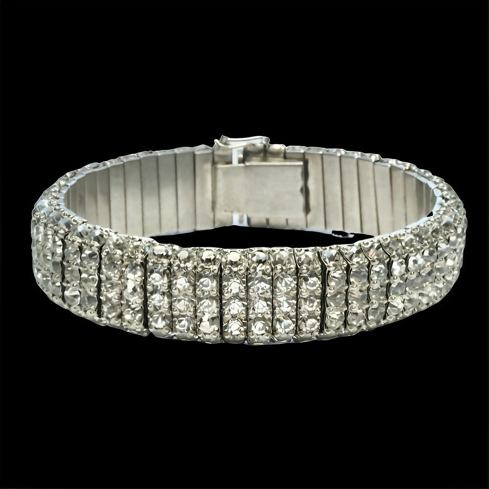 art-deco-silver-tone-five-row-channel-set-rhinestone-link-bracelet-8p