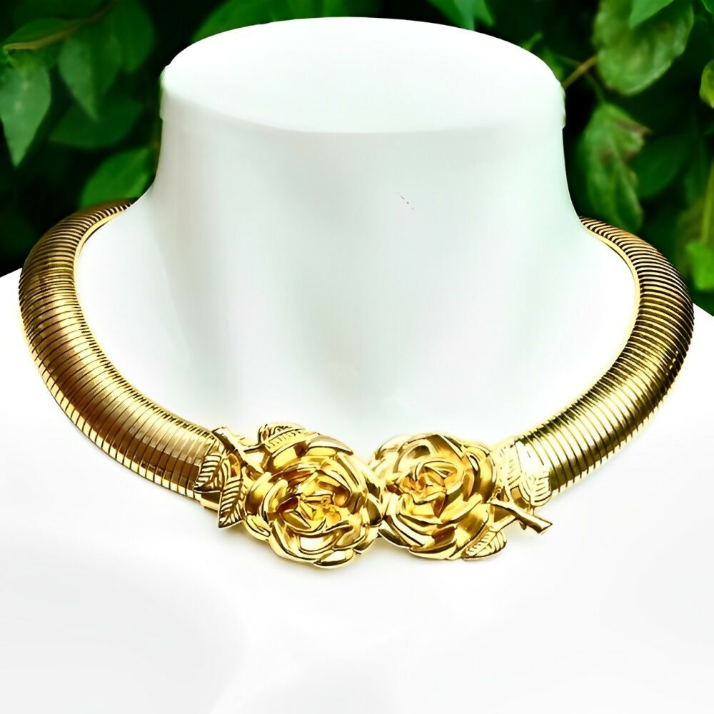 Gold-Plated-Omega-Collar-Necklace-with-Rose-Flowers-circa-1970s-4z