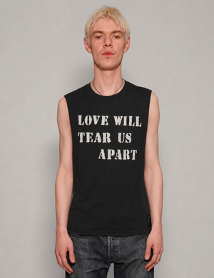 'Love Will Tear Us Apart' Vest in Black