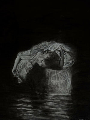LORNA BENT - DELABOR. An original charcoal on fabriano paper artwork.