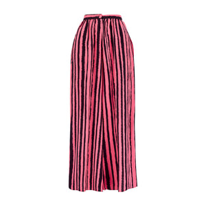 1990s Christian Lacroix Black Pink Striped Wide Leg Trousers