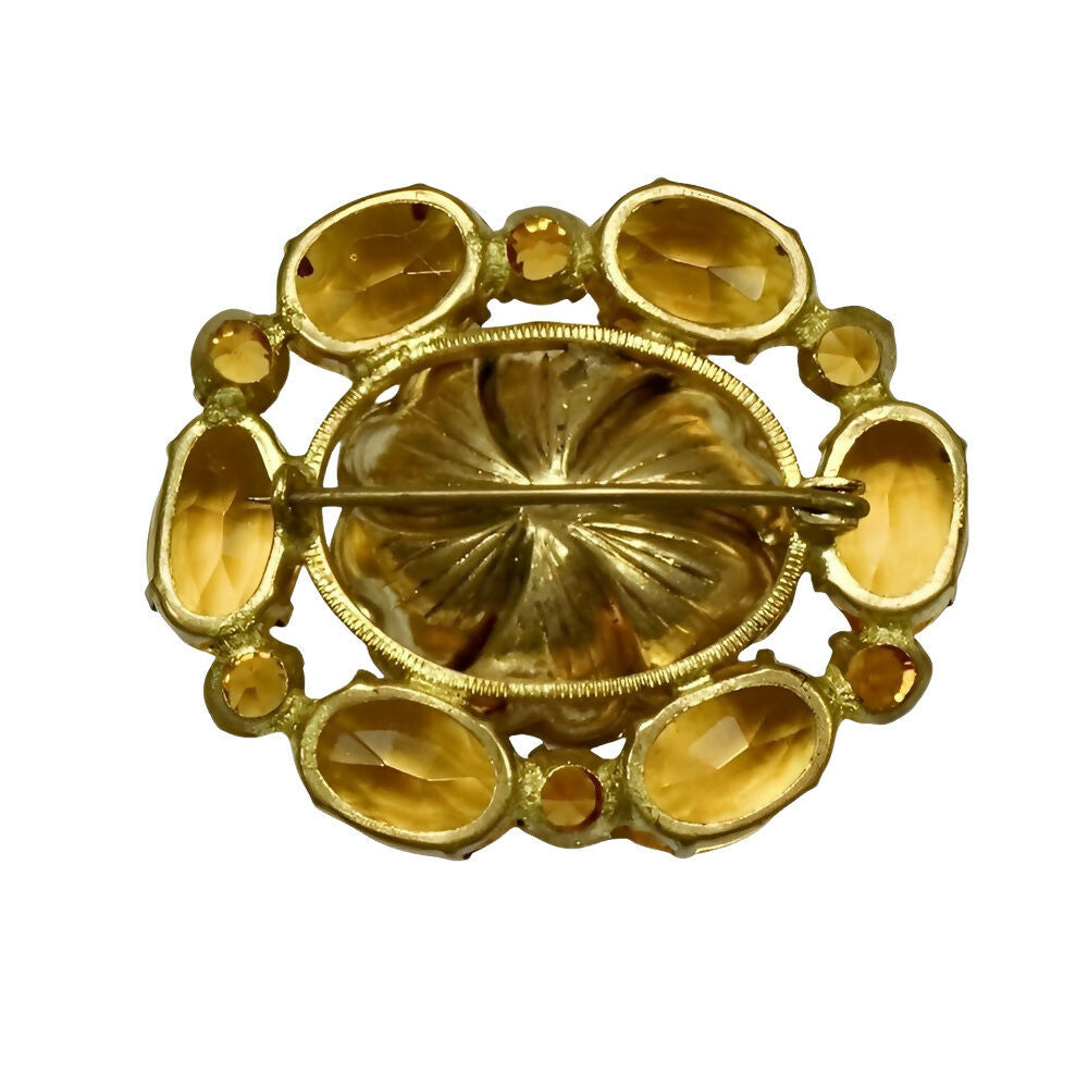 antique-gold-plated-brooch-with-amber-glass-stones-and-peachy-pink-enamel-flower-2p