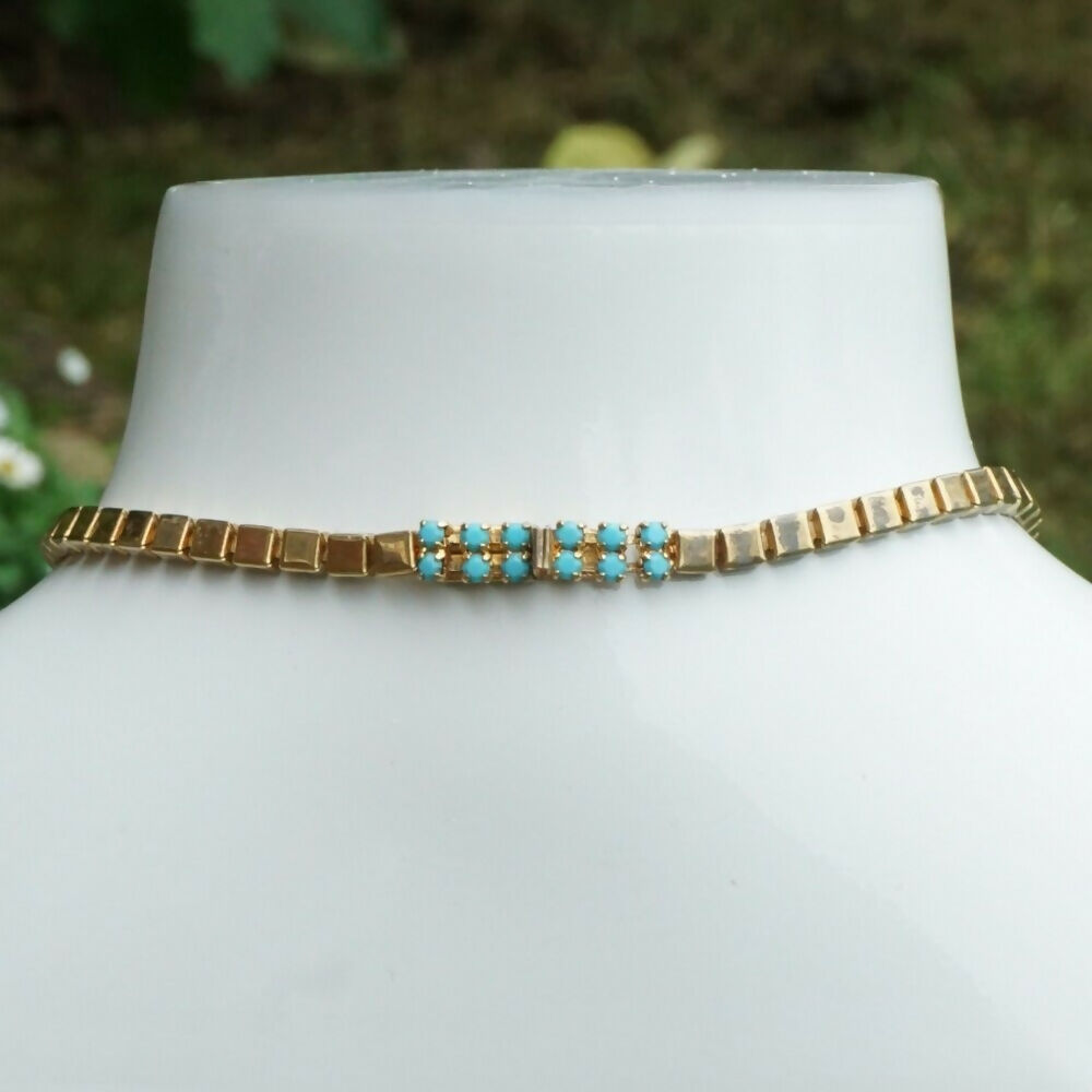 gold-tone-link-necklace-with-turquoise-four-spray-pendant-and-clasp-4p