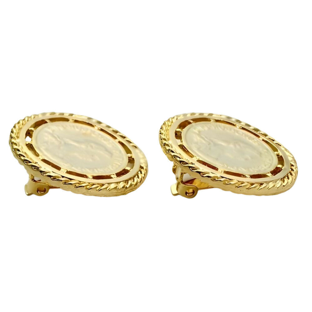 gold-plated-coin-design-clip-on-earrings - 2z(1)