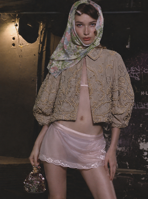 Odette, 1960s cocoon sleeves beaded metallic pearl jacket