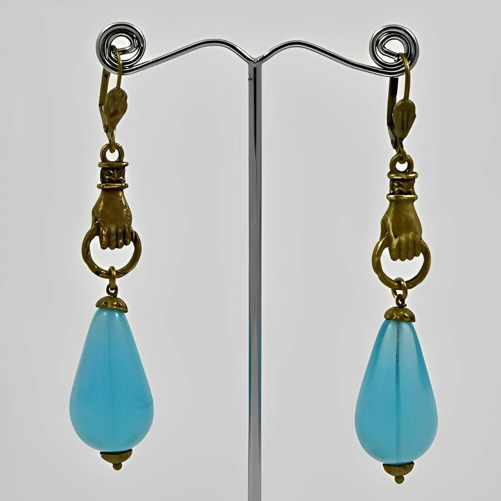 gold-plated-hands-lever-back-earrings-with-blue-opaline-drops-4z