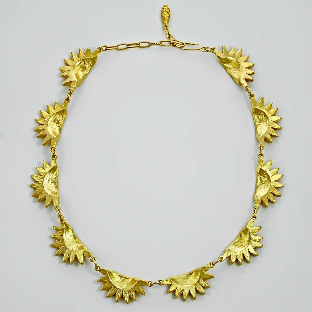 Gold-Plated-Brushed-and-Shiny-Petal-Link-Necklace-circa-1970s-5z