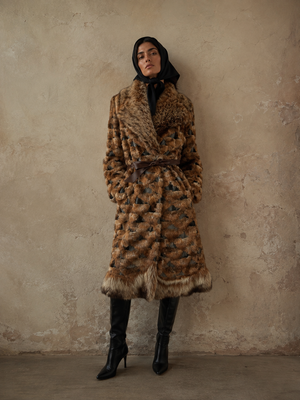 Macy’s 70s mixed leather and fur trench coat