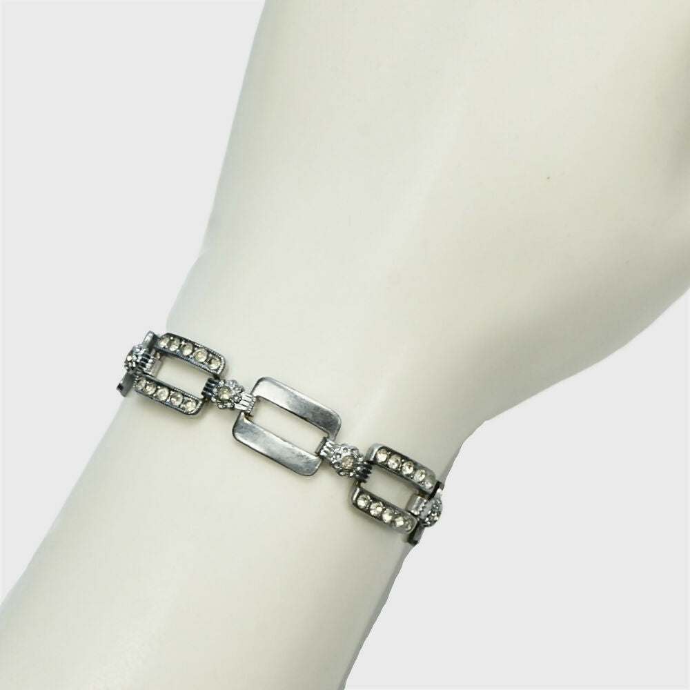 silver-tone-rectangular-link-bracelet-with-plain-clear-crystals-and-round-crystals-links-6p