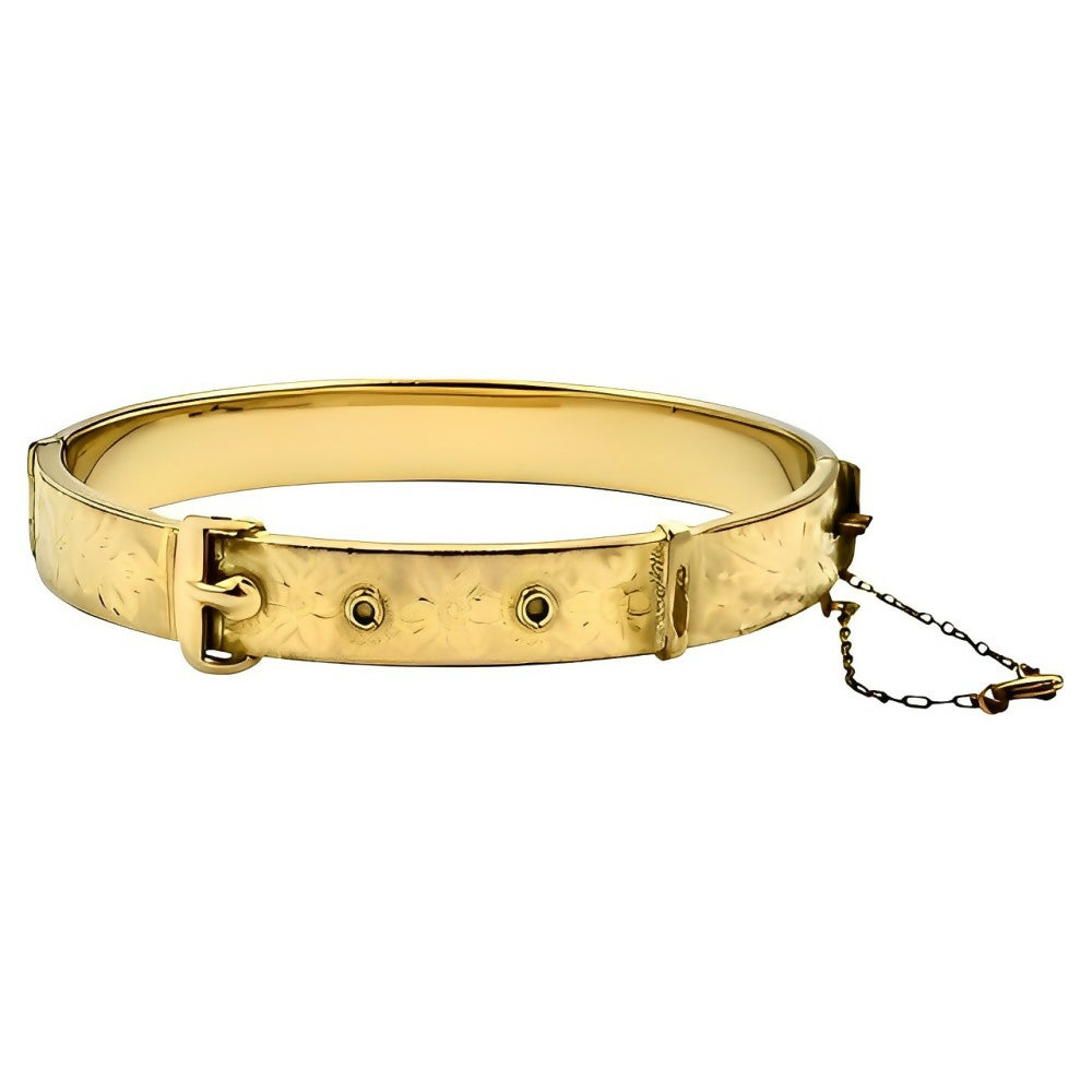 15th-9ct-yellow-rolled-gold-floral-engraved-buckle-bangle-bracelet-stamped-js-1z