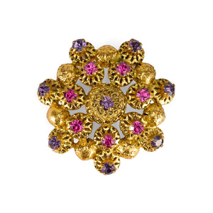1960s Gold Pink and Purple 3D Brooch