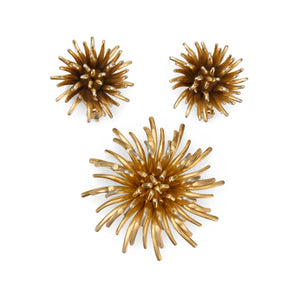 1950s Gold Starburst Earrings and Brooch Set
