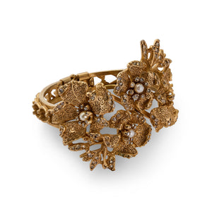 1950s Hobé Gold and Diamante Floral Bracelet