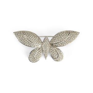 1970s Grosse Silver Diamante Butterfly Brooch