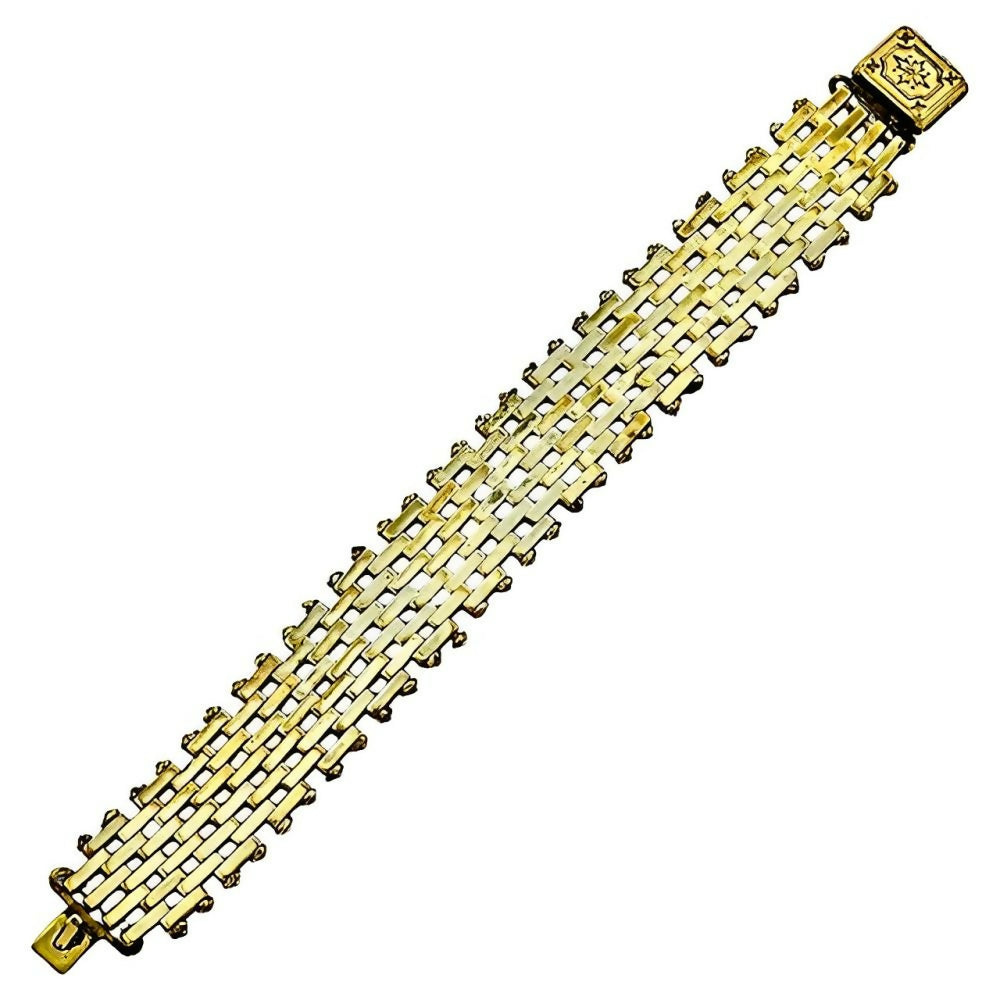 Jakob-Bengel-Art-Deco-Gold-Tone-Brickwork-Link-Bracelet-circa-1930s-1z