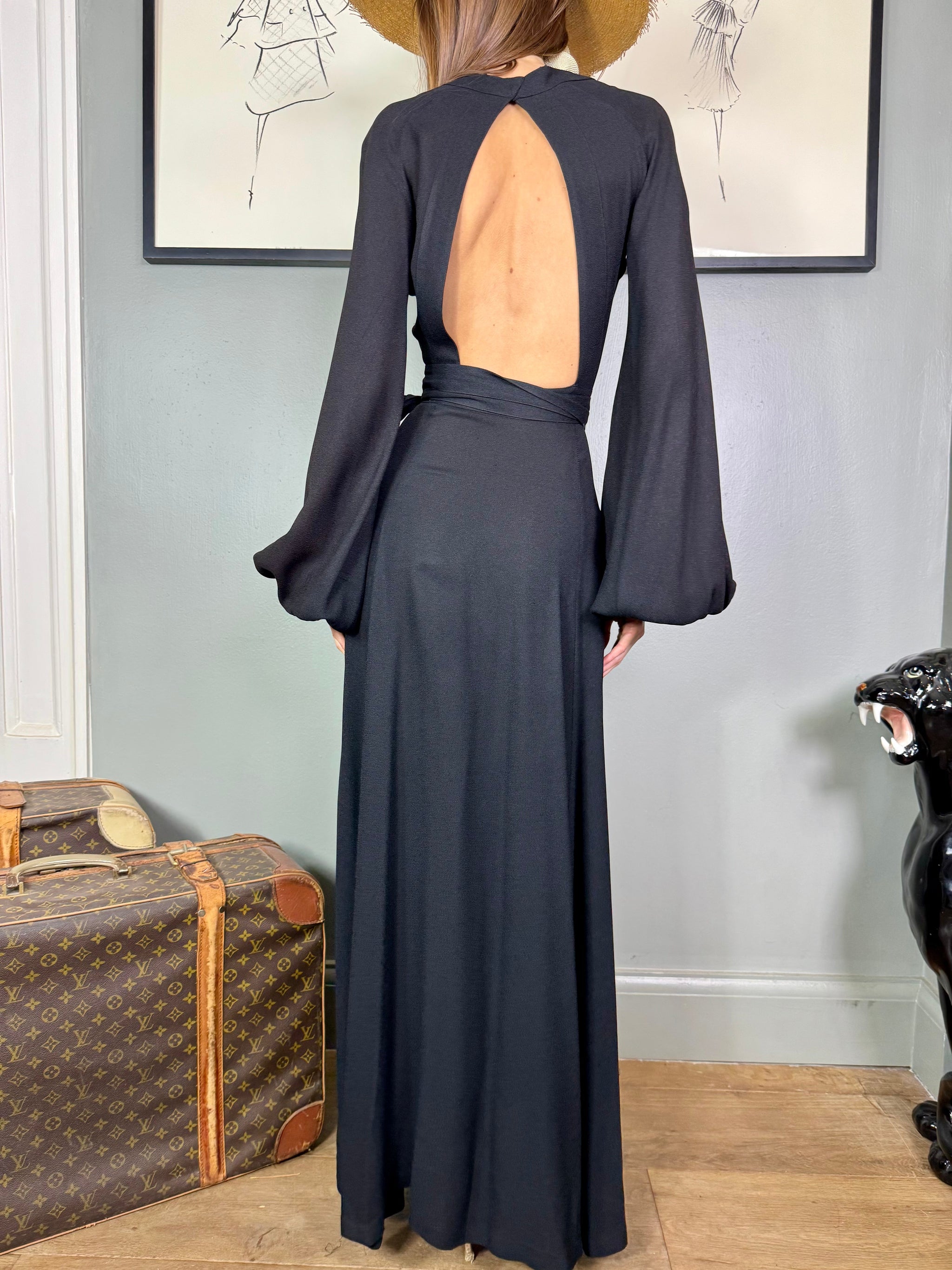ossie clark black dress 70s Ossie Clark Crepe Dress main image 1