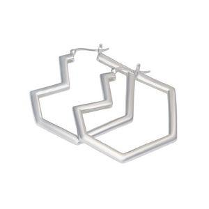 DARYL HEART LARGE HOOPS STERLING SILVER