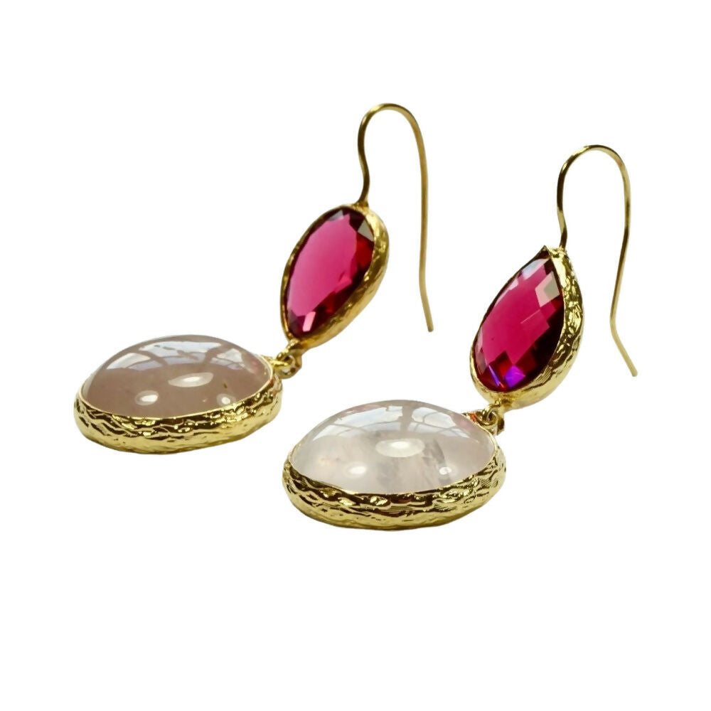 gold-plated-teardrop-and-round-purple-and-pink-glass-crystals-pierced-drop-earrings-5p