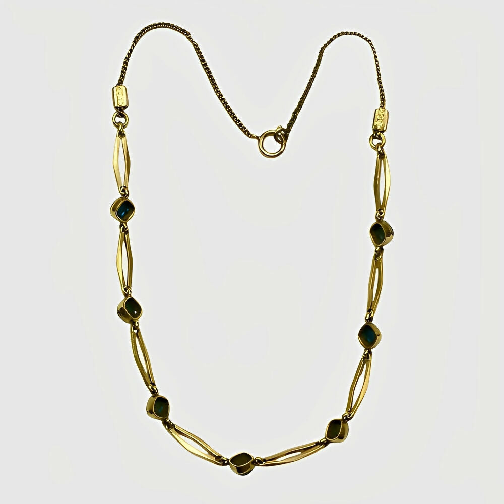 gold-filled-link-necklace-with-blue-glass-cabochon-stones-circa-1940s-5p