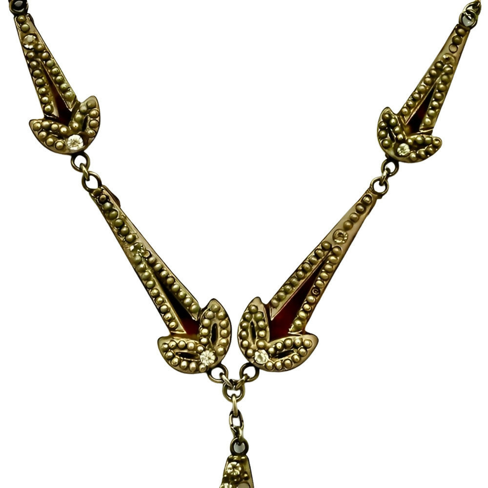 art-deco-silver-tone-rhinestone-faux-tortoiseshell-necklace-with-drop-pendant-2z