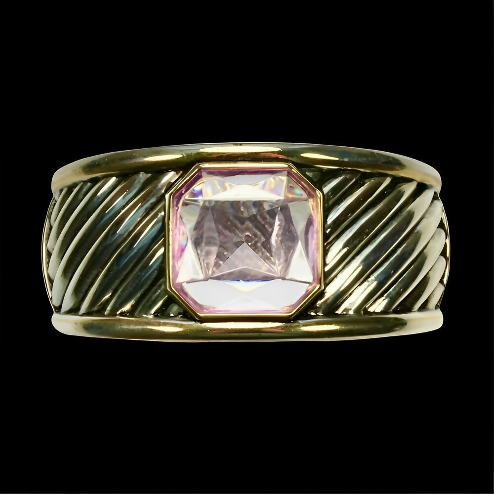 gold-and-silver-plated-ridged-bangle-bracelet-with-pale-amethyst-resin-stone-8p