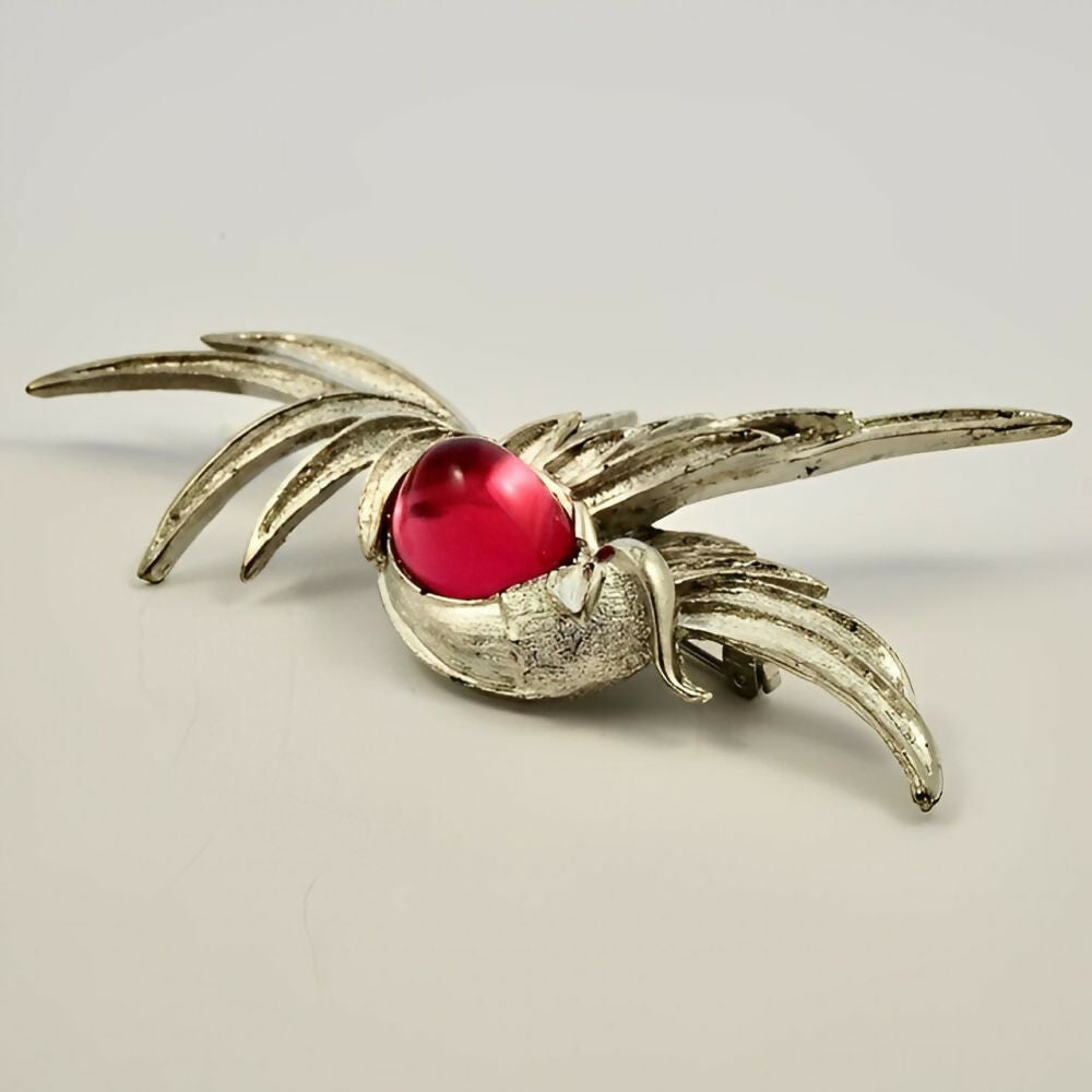 Silver-Plated-Bird-Brooch-with-a-Pink-Glass-Cabachon-circa-1980s-3zp