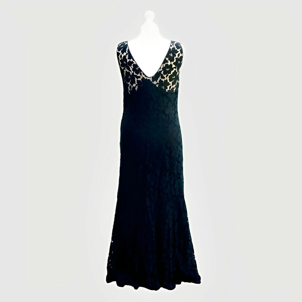black-sleeveless-lace-dress-in-a-flower-design-with-front-ruffle-circa-1930s-5p