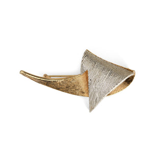 1980s Michele Lynn Modernist Gold and Silver Geometric Brooch